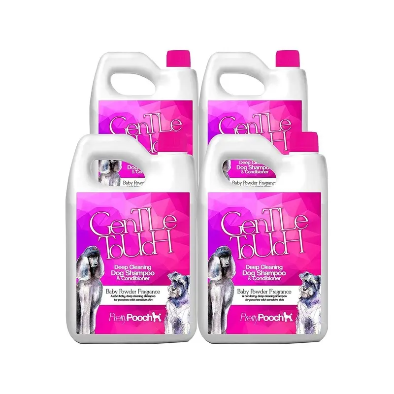 Pretty Pooch Unisex Pink Dog Shampoo Baby Powder Fragrance For Sensitive Skin 4 X 5L