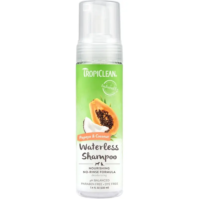Tropiclean Waterless Papaya And Coconut Pet Shampoo - Bottle 220Ml