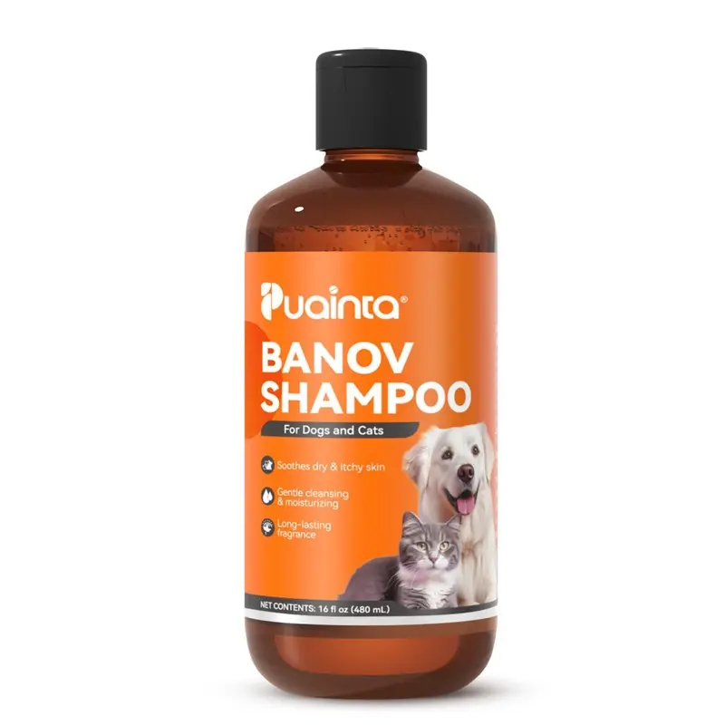 Puainta Dog & Cat Shampoo For Itchy Skin Relief Hypoallergenic Unscented 16Oz