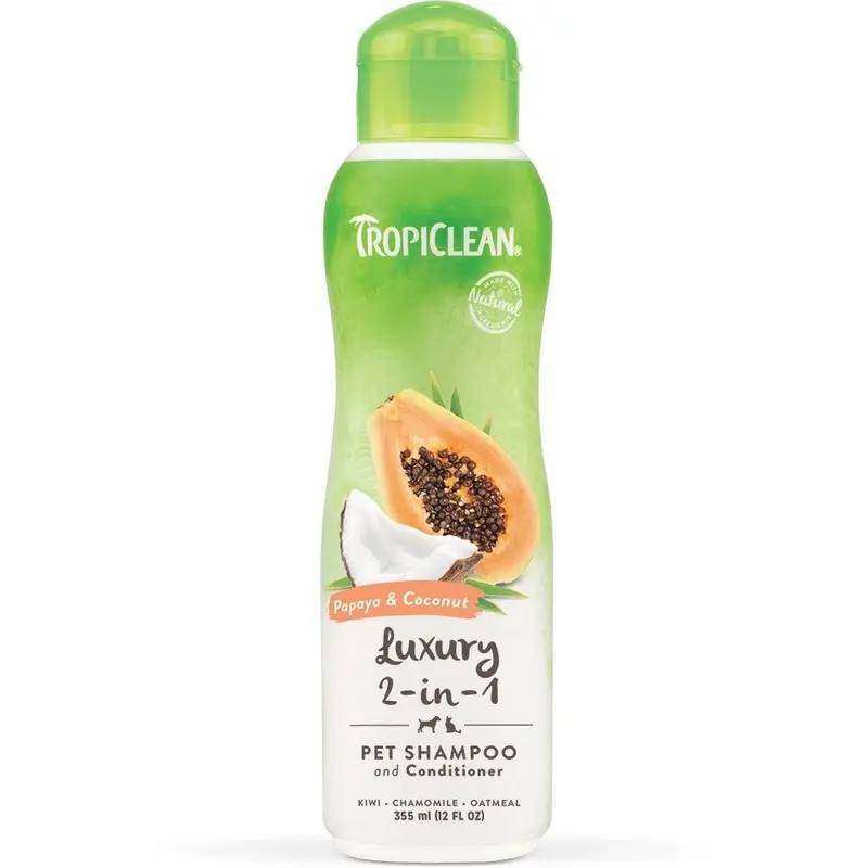 Tropiclean Papaya And Coconut Luxury 2-In-1 Shampoo For Dogs - Bottle 355Ml
