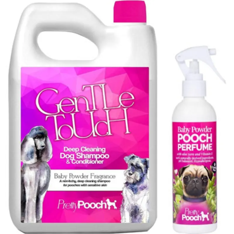 Pretty Pooch Baby Powder Fragrance Dog Shampoo 2 Litres & Pooch Perfume 250Ml