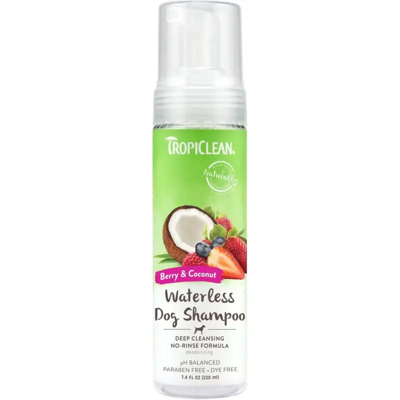 Tropiclean Waterless Berry And Coconut Deep Cleansing Dog Shampoo - Bottle White 220Ml
