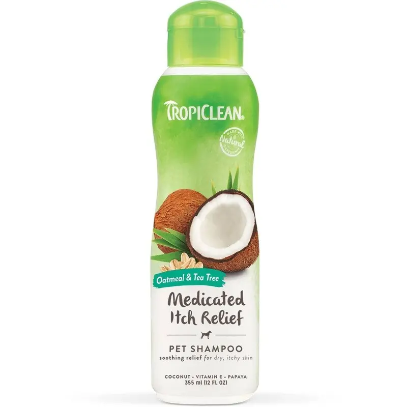 Tropiclean Oatmeal And Tea Tree Medicated Itch Relief Pet Shampoo - Bottle 355Ml
