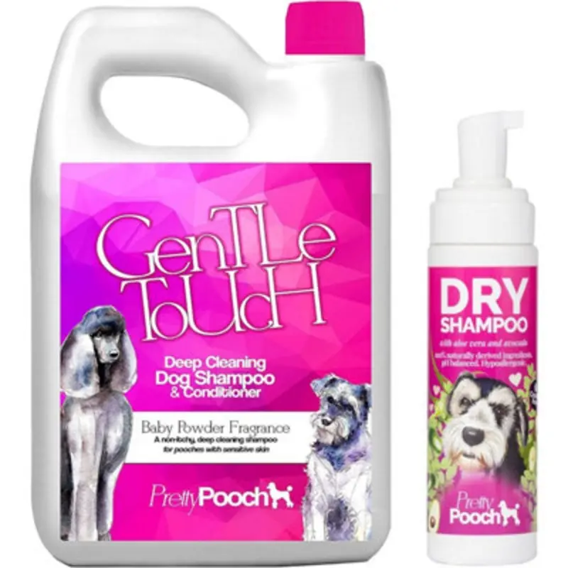 Pretty Pooch Baby Powder Fragrance Dog Shampoo 2 Litres & Dry Shampoo 200Ml