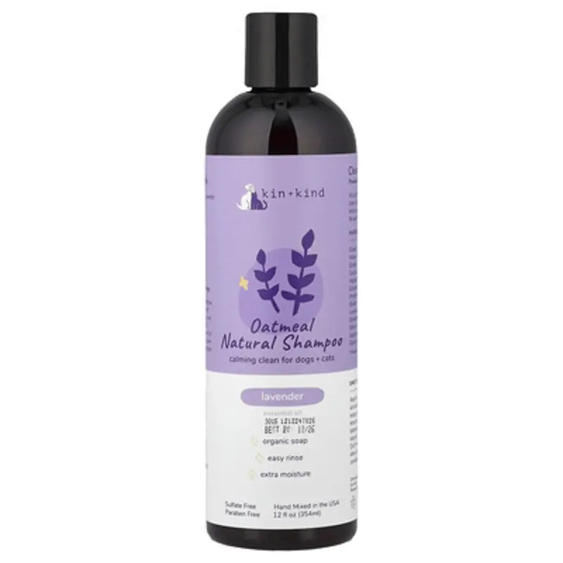 Kin+Kind Lavender Oatmeal Natural Shampoo, For Dogs + Cats, 12 Fl Oz (354 Ml)