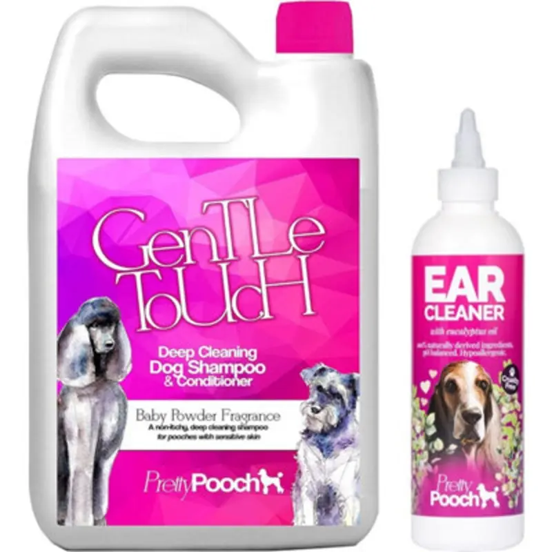 Pretty Pooch Baby Powder Fragrance Dog Shampoo Litres & Ear Cleaner 250Ml Size 2