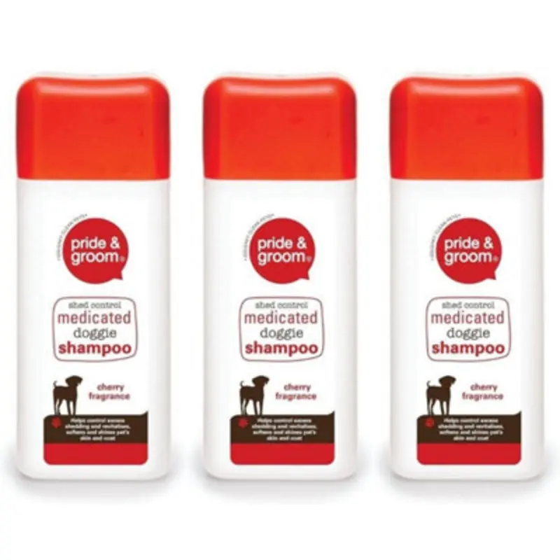 B&Q Pride & Groom Medicated Doggie Shampoo Cherry 300Ml Pack Of 3