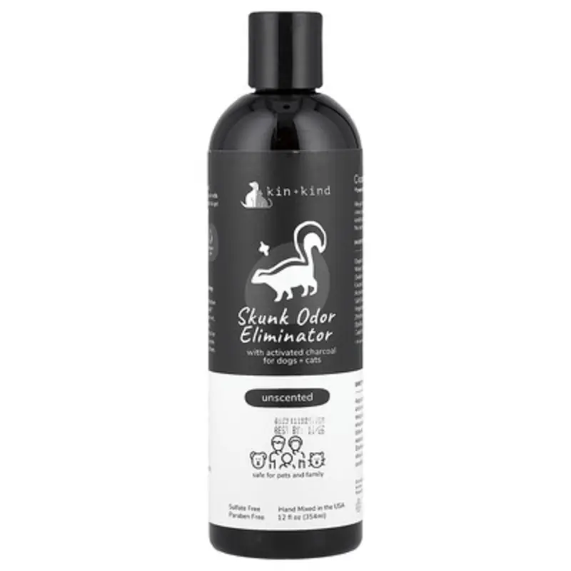 Kin+Kind , Skunk Odor Eliminator Shampoo, For Dogs + Cats, Unscented, 12 Fl Oz (354 Ml)