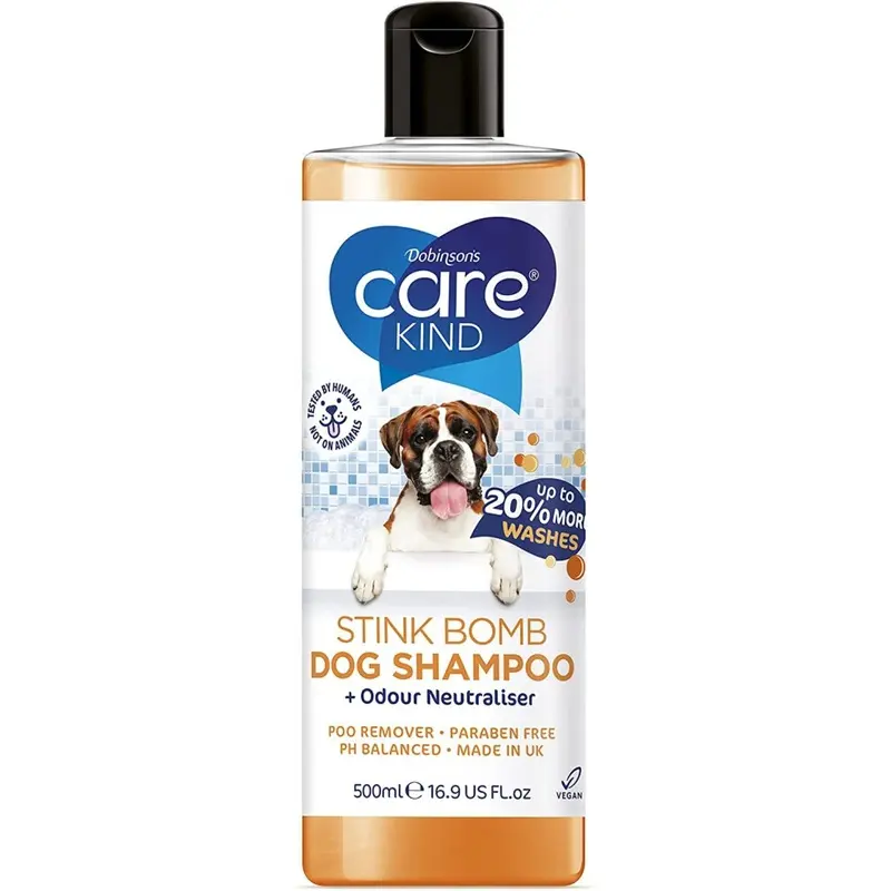 CARE KIND STINK BOMB DOG SHAMPOO + ODOUR NEUTRALISER 2 x 250ml