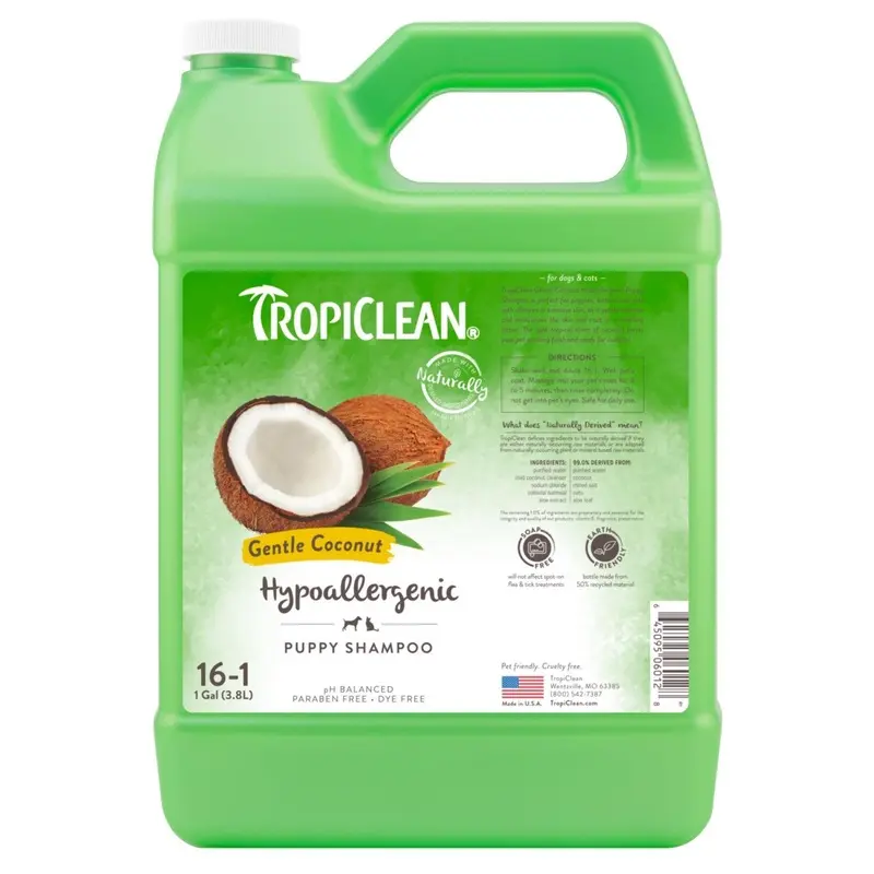 Tropiclean Gentle Coconut Puppy Shampoo - Litre Bottle Size 3.78
