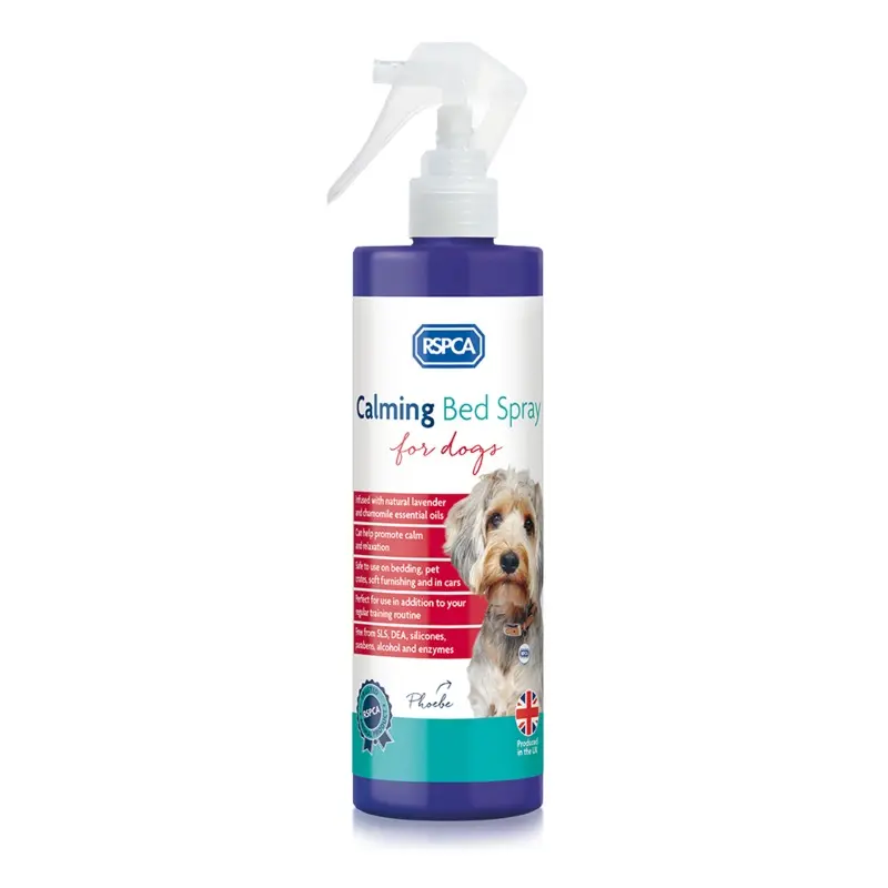 RSPCA Calming Bed Spray for Anxious Excitable Dogs Lavender Cammomile 250ml