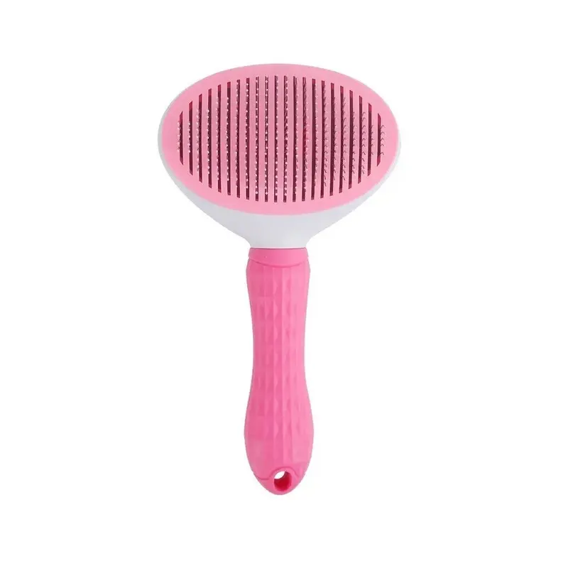 Pink (Pink) Brush Pet Dog Cat Comb Self Cleaning Pet Hair Remover Brush Dogs Cats For