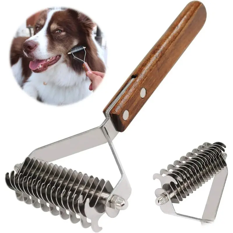 Gopatriot Memory Pet Undercoat Raker Pet Grooming Brush Hair Removal Tool