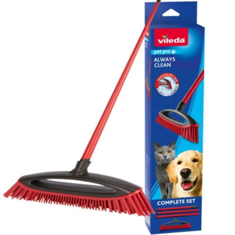 Vileda Red Pet Pro Straight Soft Rubber Indoor Floor Broom, (W)330Mm