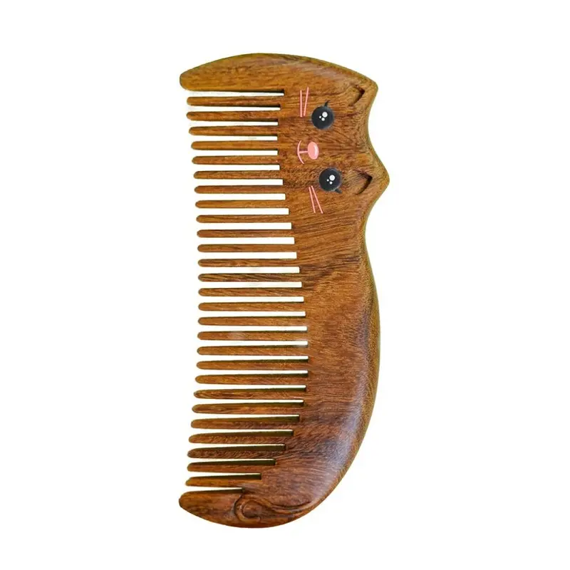 Mujiang Antistatic Wood Shaped Kitty Cat Comb