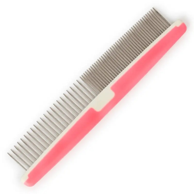 Pink 3Pcs Colorful Plastic Pet Grooming Double Teeth Pet Comb 34G