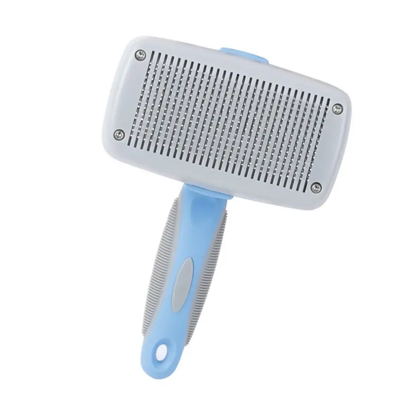 Blue New Pet Comb Automatic Push Push-Type Retractable Needle Comb Size 19