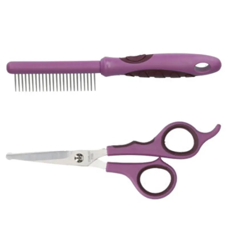 Ab Tools Soft Protection Coarse Wide Toothed Detanging Comb & Ear/Face Scissor Dog Cat
