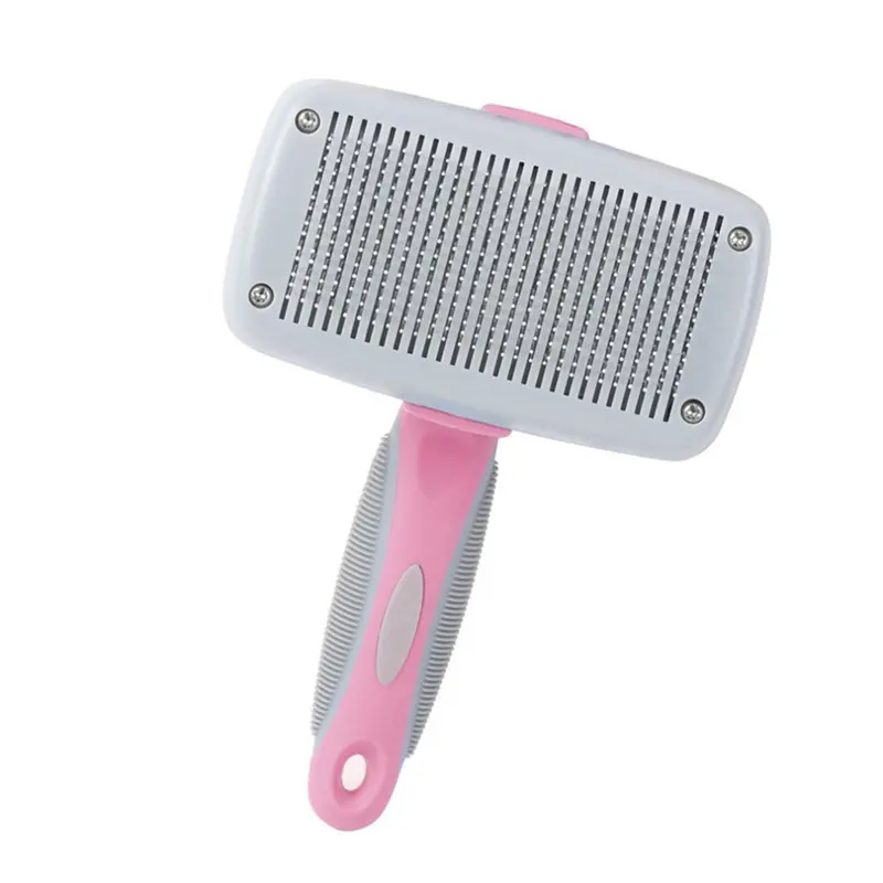 Pink New Pet Comb Automatic Push Push-Type Retractable Needle Comb Size 19