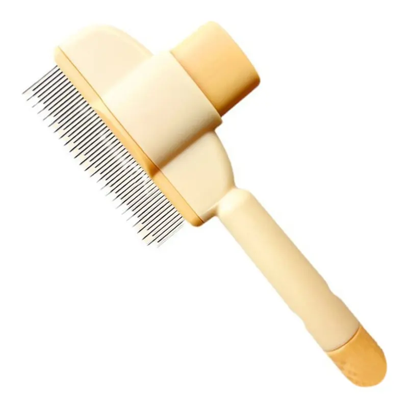 Yellow (Yellow) Pet Hair Removal Comb With Release Button