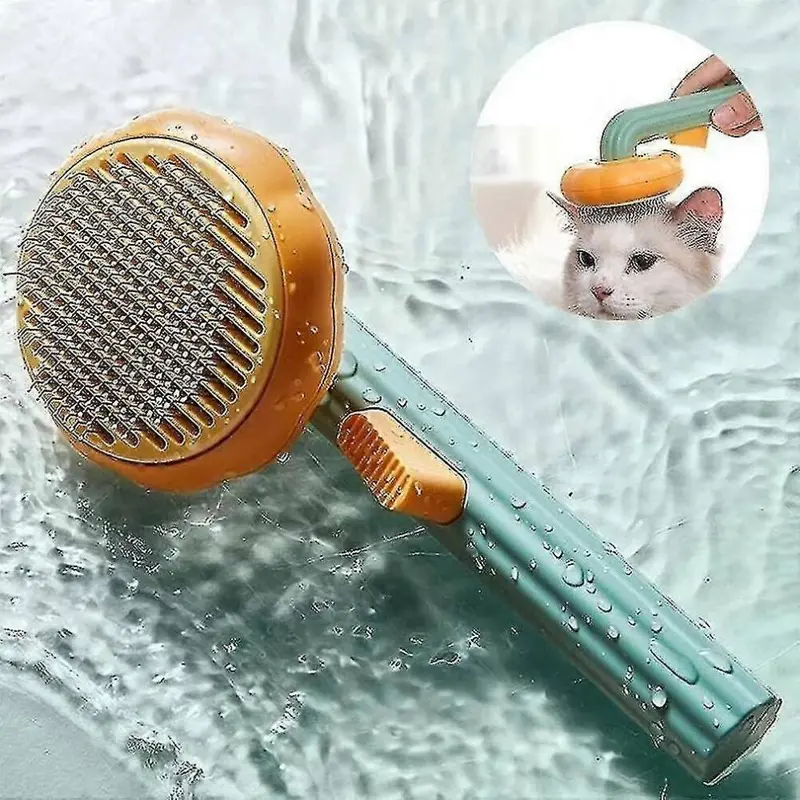 (Pumpkin color, One size) Pet Hair Brush Shedding Trimmer Grooming Cleaning Comb