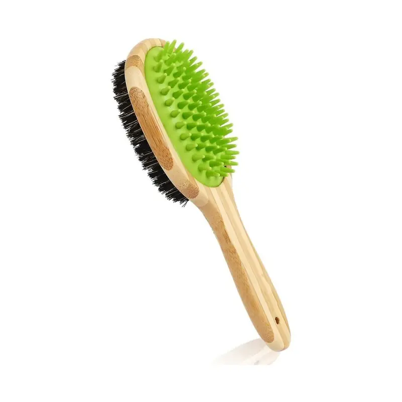 Zeuxo Double-Sided Cat And Dog Brush, Rubber Massage Grooming Cleaning Brush