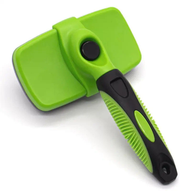 NeznaKov Green Dog Self-Cleaning Slicker Brush, Pain Free Bristles Gently,