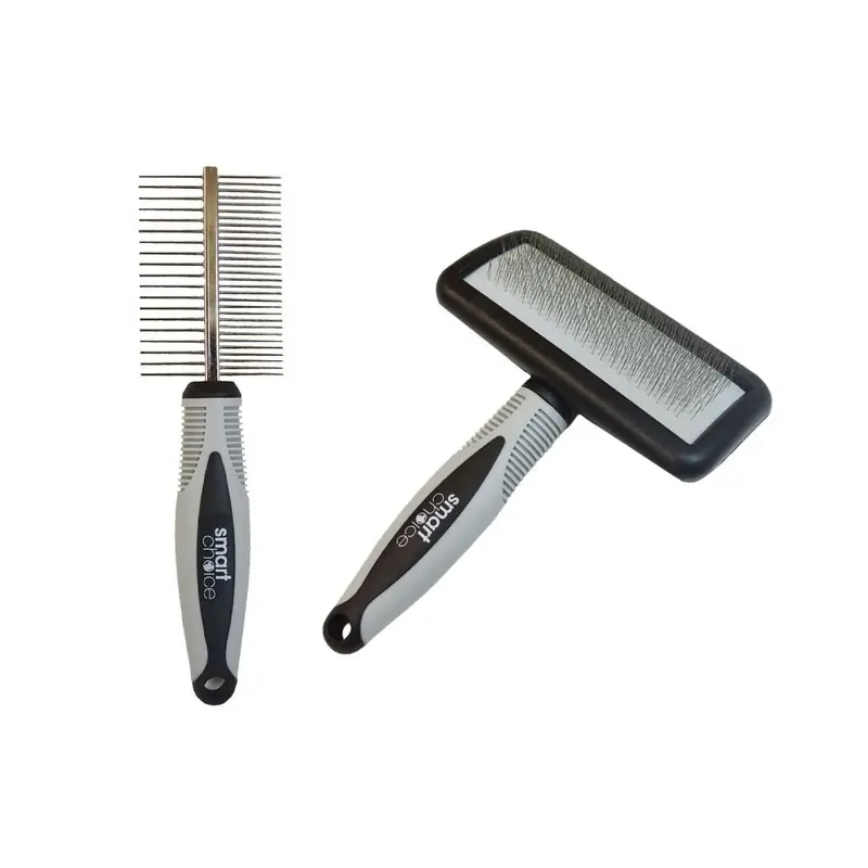Rsw Grey Slicker Grooming Brush Double Sided Comb Dog Cat Pet To Long Coats Medium