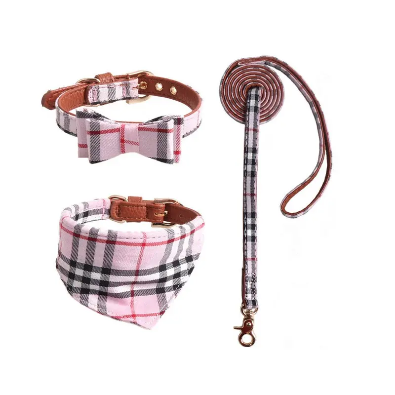 (StyleG) Pet Products New Threepiece Set Combination Bow Triangle Towel Rope Tow Set