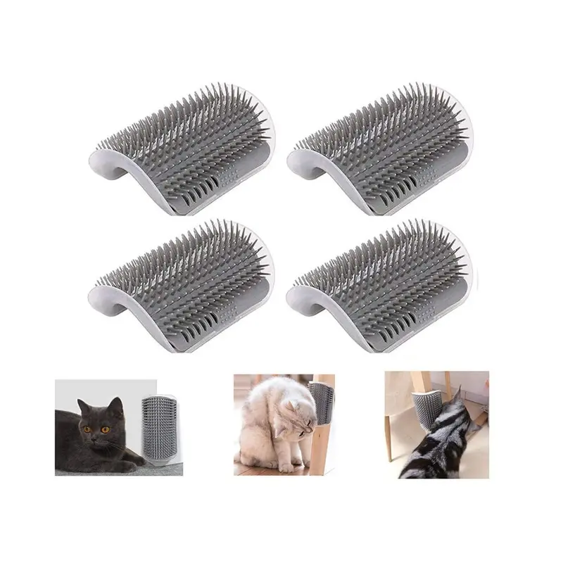 Zeuxo 4Pcs Catnip Bag, Cat Grooming Brush, Angular Massage Comb-S Small