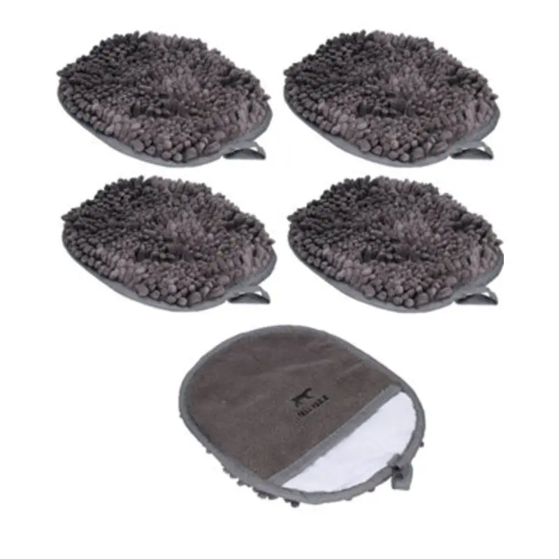 Ab Tools Gray Charcoal One Fits All Muddy Wet Dog Puppy Pet Drying Mitt 5Pk Size 5