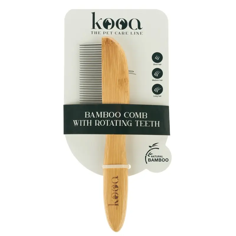 Kooa Bamboo Comb With Rotating Pins - 21.5 X 5.5Cm (L X W)