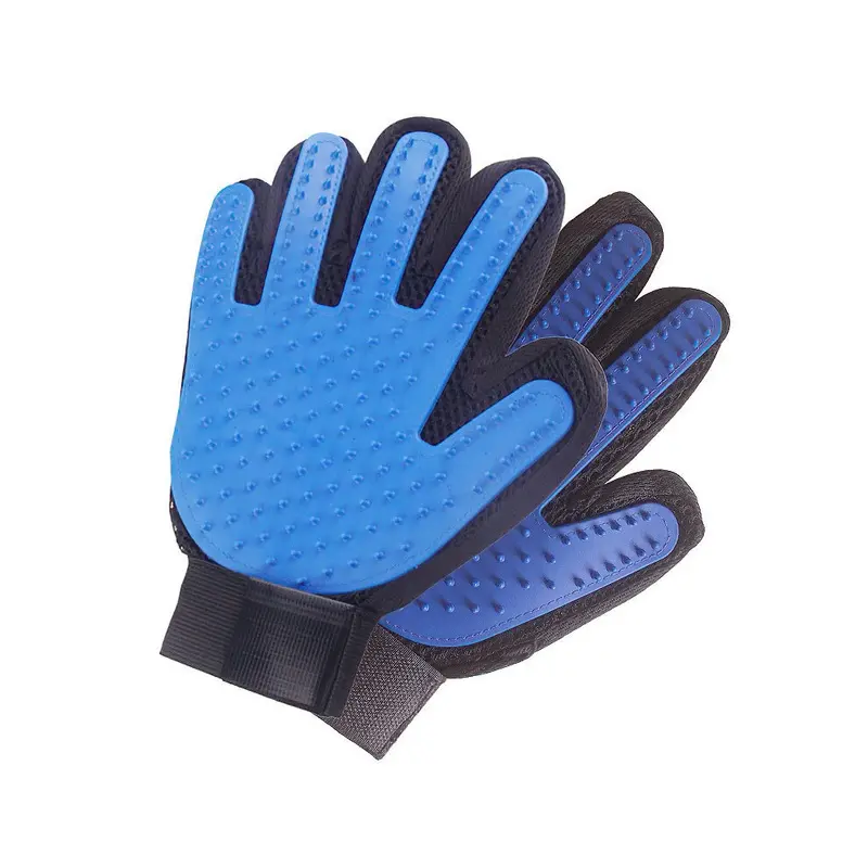 Blue (Left ) Pet Bathing And Grooming Glove Rubber Massage Tools Cleaning Animals Small