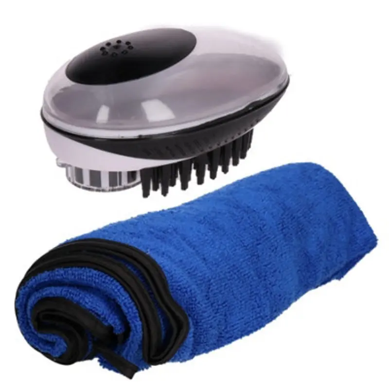 Ab Tools Dog Grooming 2 In 1 Dog Bath And Groom Brush With Towel Blue