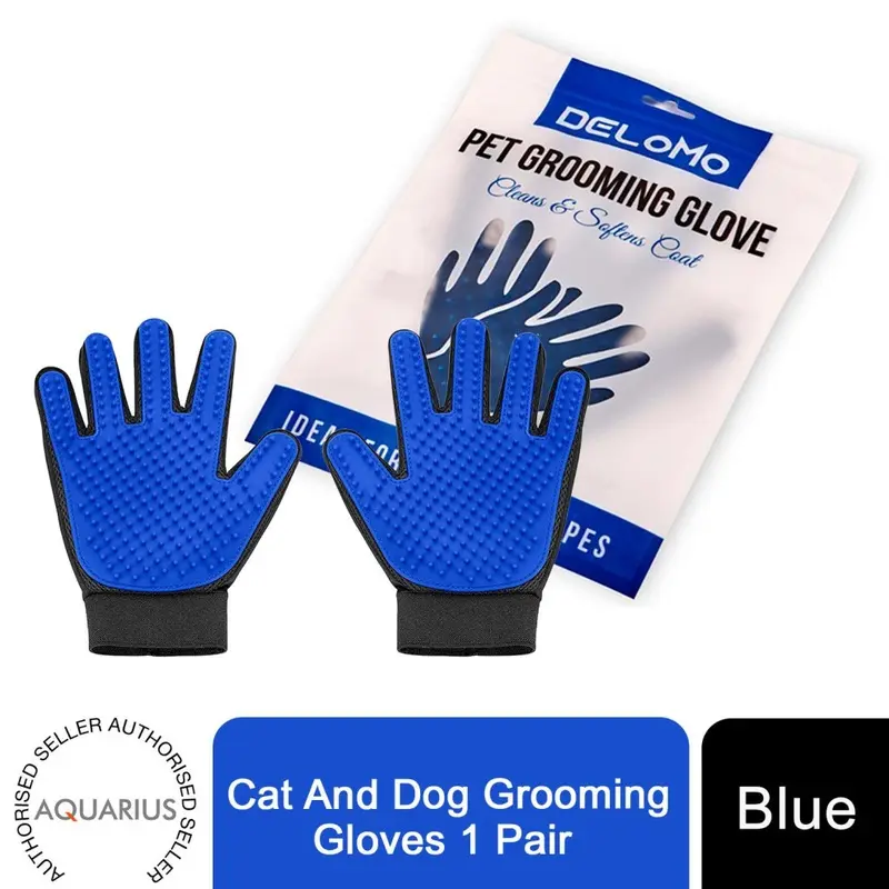 Aquarius Blue Cat And Dog Grooming Gloves Pair Size 1