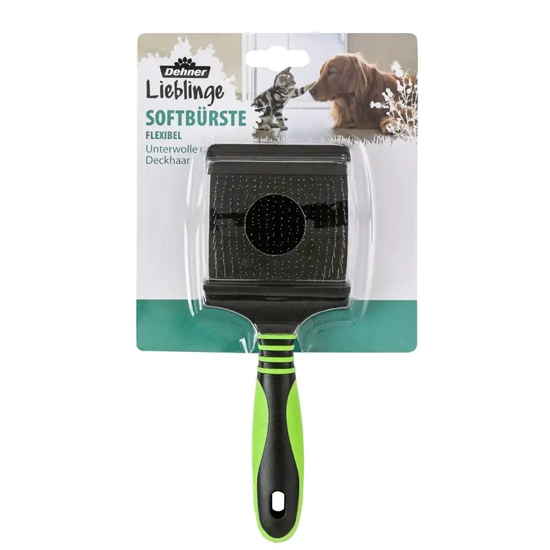 Dehner Dog and Cat Grooming Flexible Soft Brush Reversible Plastic