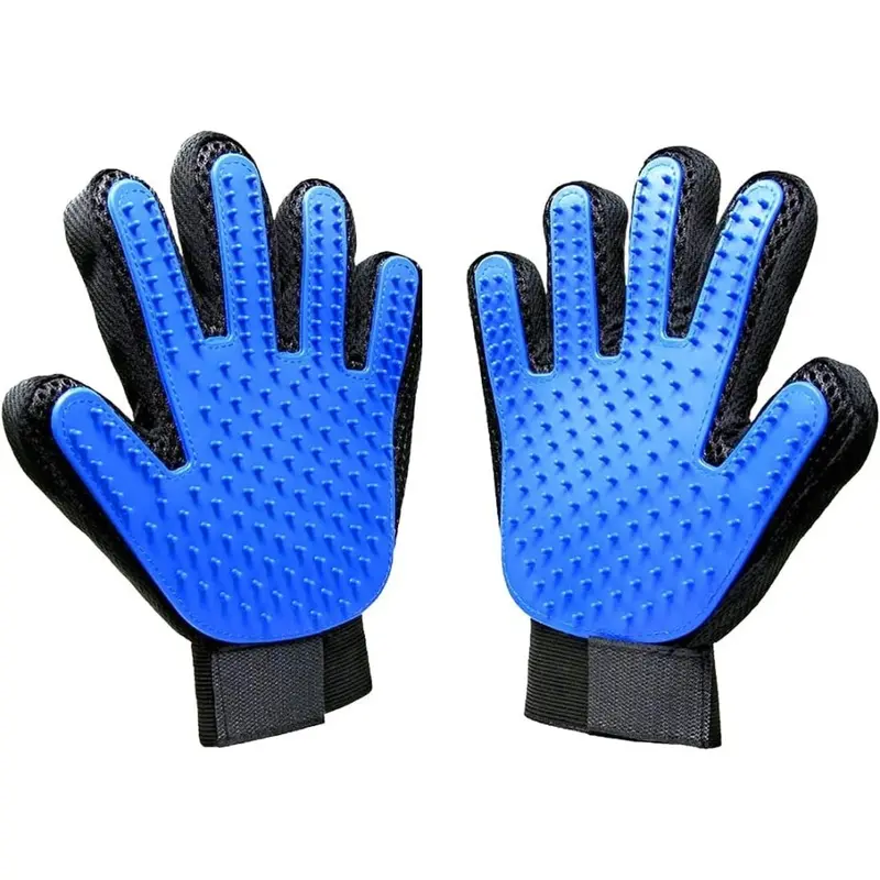 Blue 2Pcs Pet Brush, Five Finger Design For Your Dog Cat And Grooming Size 2