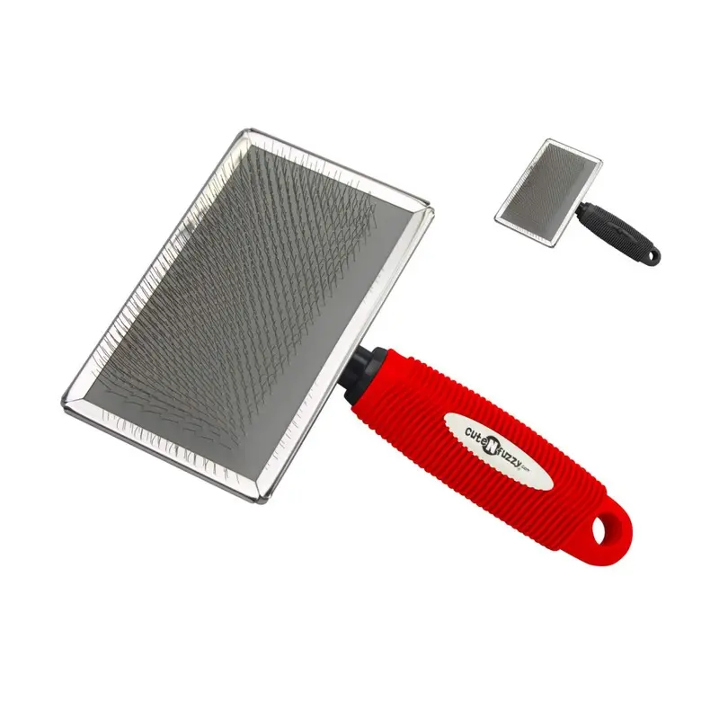 Lindo Y Peludo Red Cutenfuzzy Premium Pet Slicker Brush Large