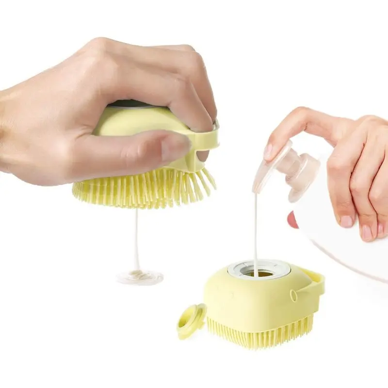 Gopatriot Memory Pet Grooming Soothing Massage Brush With Shampoo Dispenser Size 1