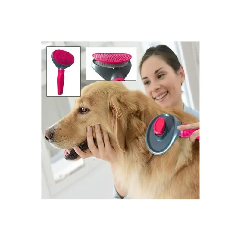 Enrych Grey/Red 0611 4 In. Dog Self Cleaning Slicker Brush 4In