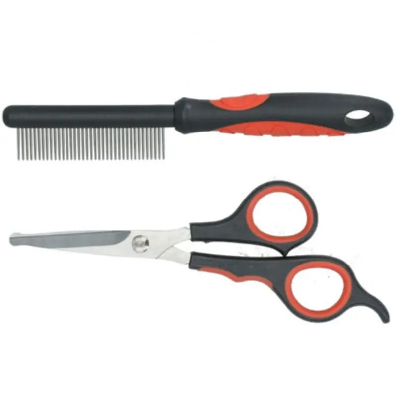 Ab Tools Soft Protection Mediumtoothed Detanging Comb & Ear/Face Scissors For Dog Cat