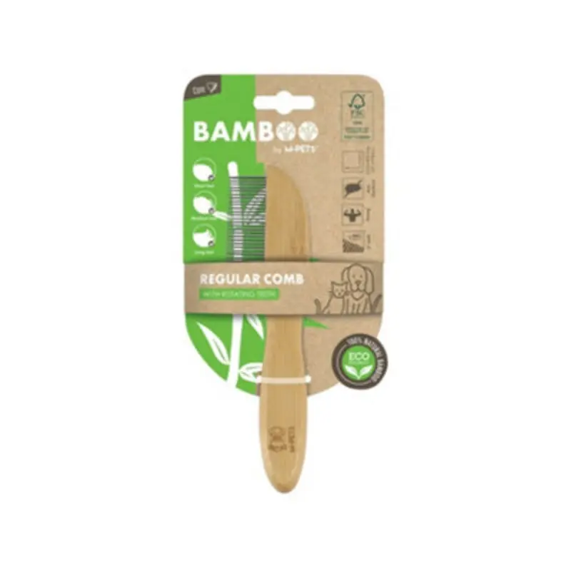 B&Q M-Pets Bamboo Regular Comb With Rotating Teeth - 31 Teeth
