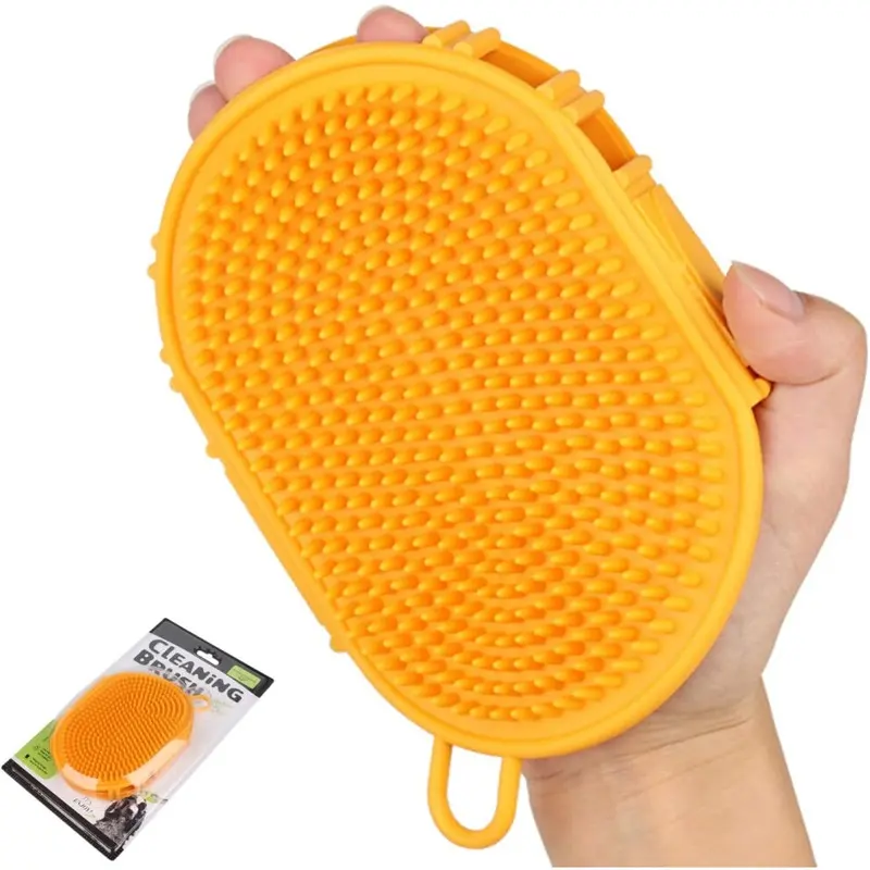 Zeuxo Yellow Pet Grooming Shampoo Brush 1Pc Size 1