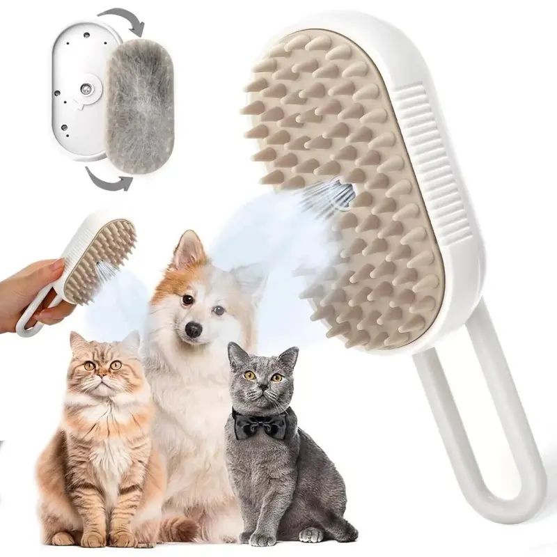 Zeuxo White Comb For Cats, Pet Steam Brush, Dog Water Brush For Grooming