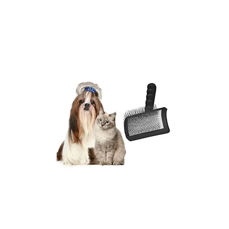 Zeuxo Black Extra Long Pin Brush For Dogs To Clean Up Tangled Hair Small