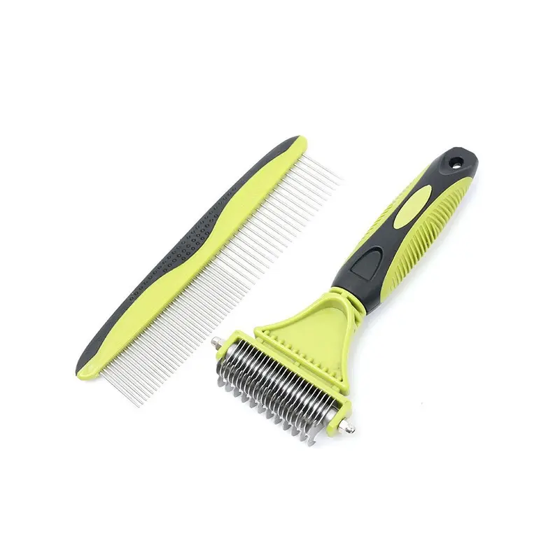 Gopatriot Memory Grooming Hair Removal Comb Kit - Double Sided Blade Rake Comb
