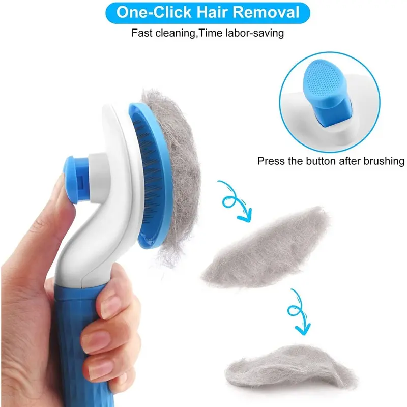 New Ranpo Pet Groom Brushes With Cleaning Button For Dog Cat