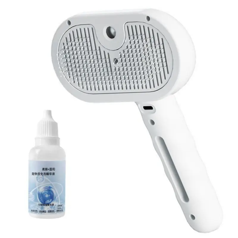 White Steam Cat Brush Pet Grooming Comb Removing Loose Hair