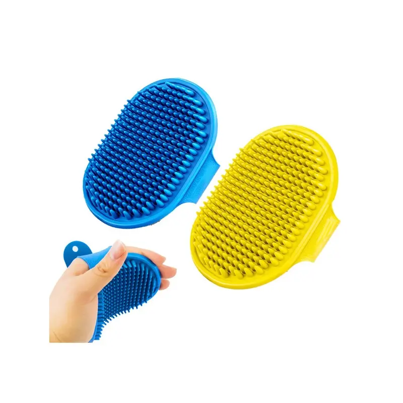Zeuxo 2-Pack Dog Grooming Brush Pet Bath Brush Soothing Massage Rubber Comb