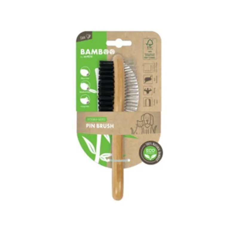 B&Q M-Pets Bamboo Double-Sided Pin Brush